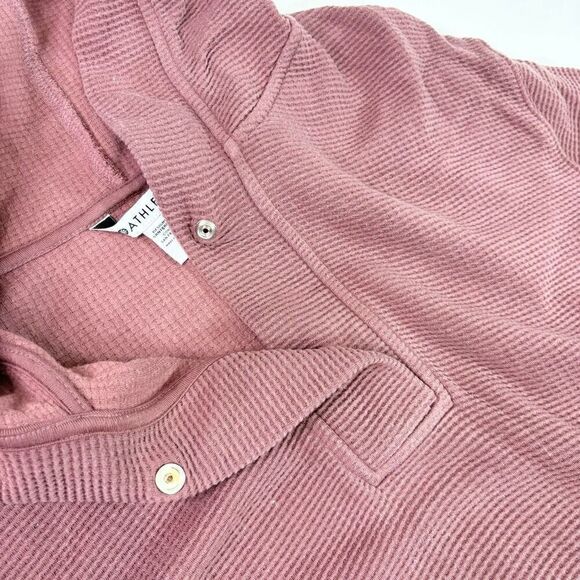 Athleta Sweater Womens Large Red Solid Long-Sleeve Pullover Hoodie Comfy Waffle - Picture 4 of 9